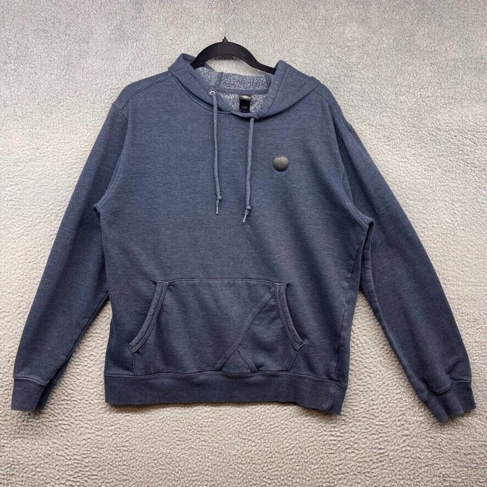 Volcom Mens Hooded Sweater Blue Pullover Long Sleeve Drawstring Logo Size L
